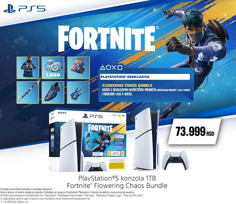 Konzola PlayStation 5 - 1TB Slim + PS5 Fortnite Flowering Chaos Bundle